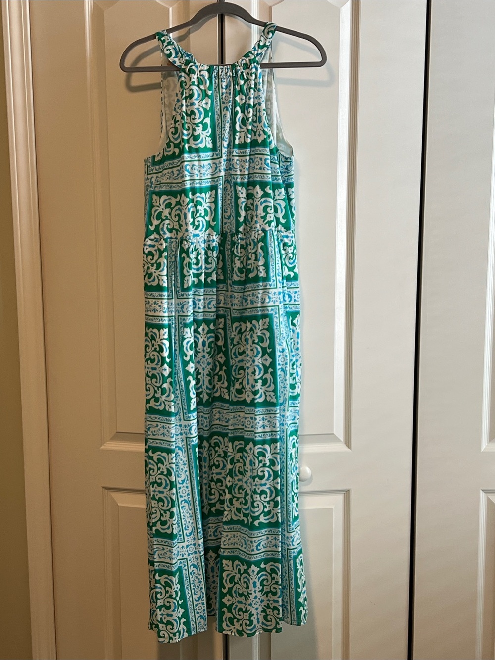 Talbots Teal and Green Printed Dress